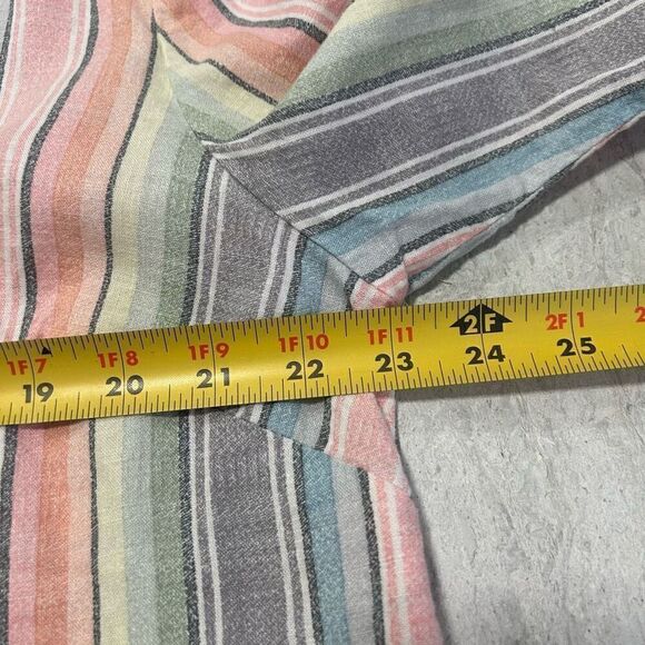 Tahari Multicolor Stripe Split Neck 3/4 Sleeve Linen Rayon Blouse Women's Sz 1X - Picture 11 of 14